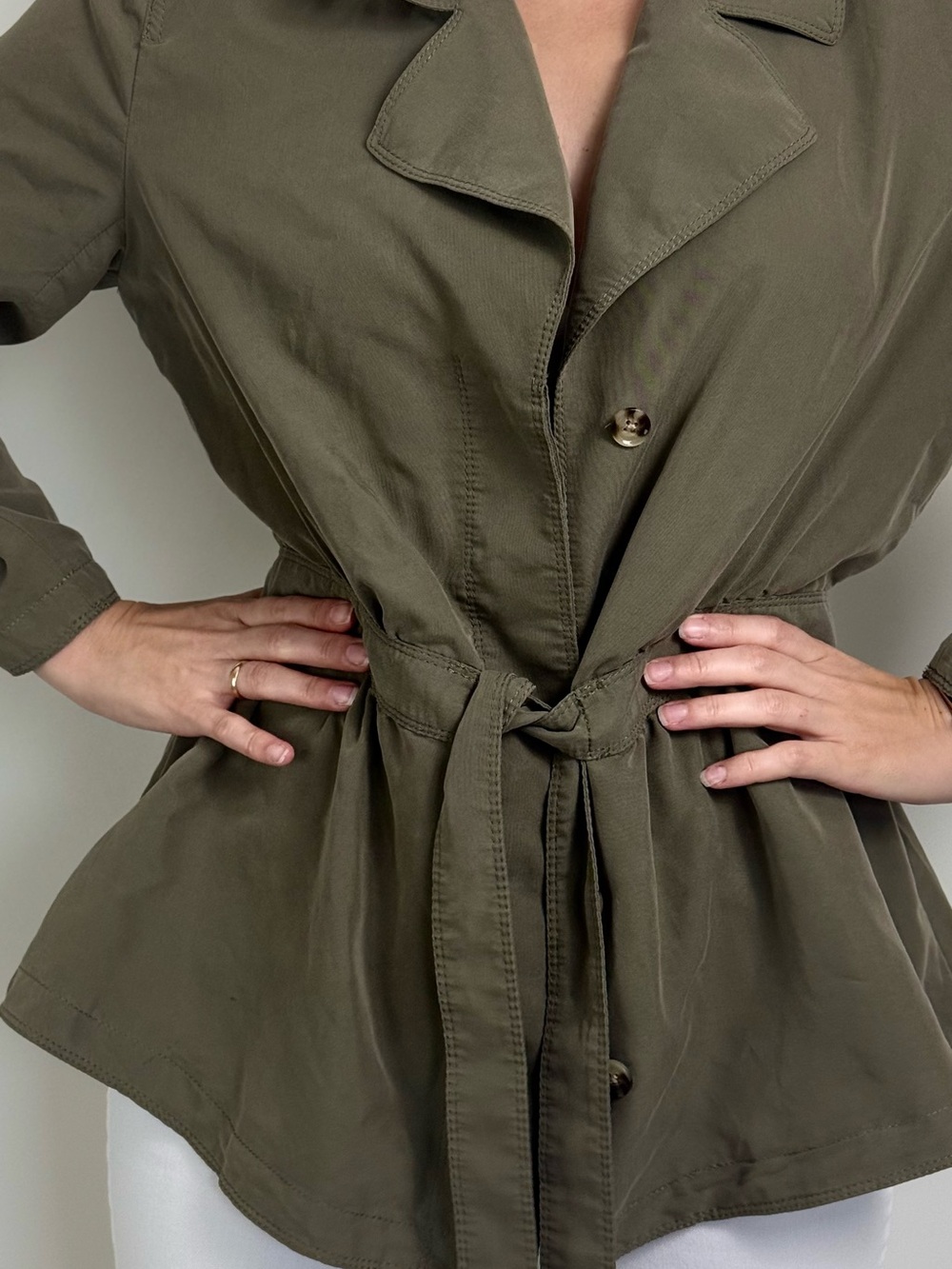 Banana Republic Olive Tie-Waist Trench Jacket